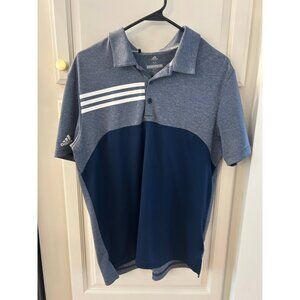 Adidas Men's M Golf Polo Shirt Blue & Navy Colorblock Performance Short Sleeve